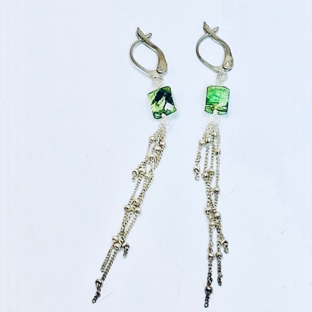 Green Onyx Gem & Sterling Silver Earrings
